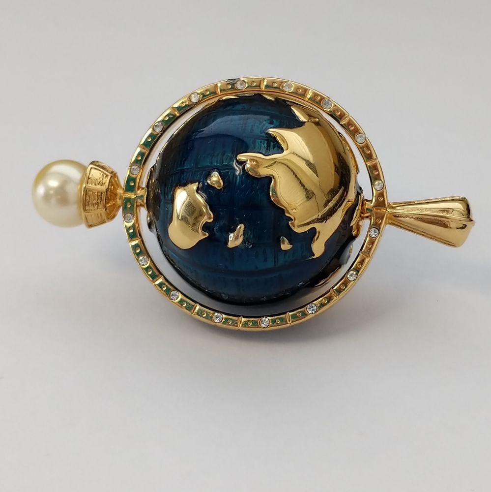 VTG RARE! LRG SIGNED KJL SPINNING GLOBE PENDANT